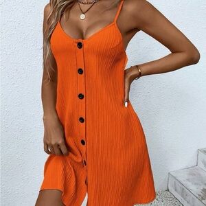 SHEIN Orange Button-Front Dress